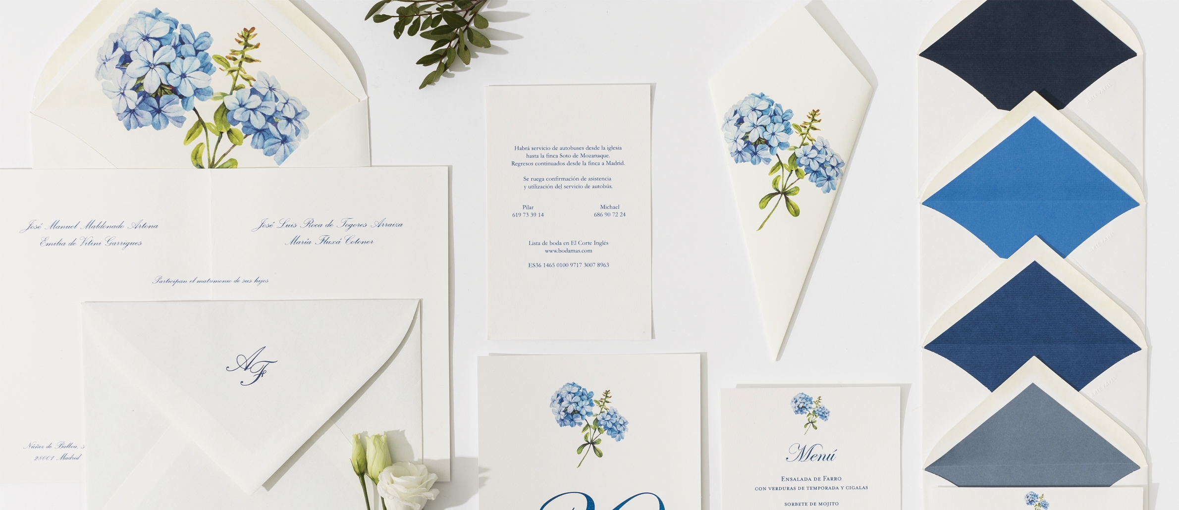 Ofensa alias Anterior Invitación Hortensia Blue - Artepapel, invitaciones de boda